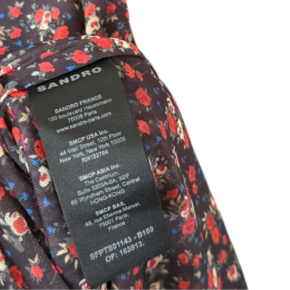 Sandro Bethanie Floral Sheer Long Sleeve Top - Picture 5 of 10